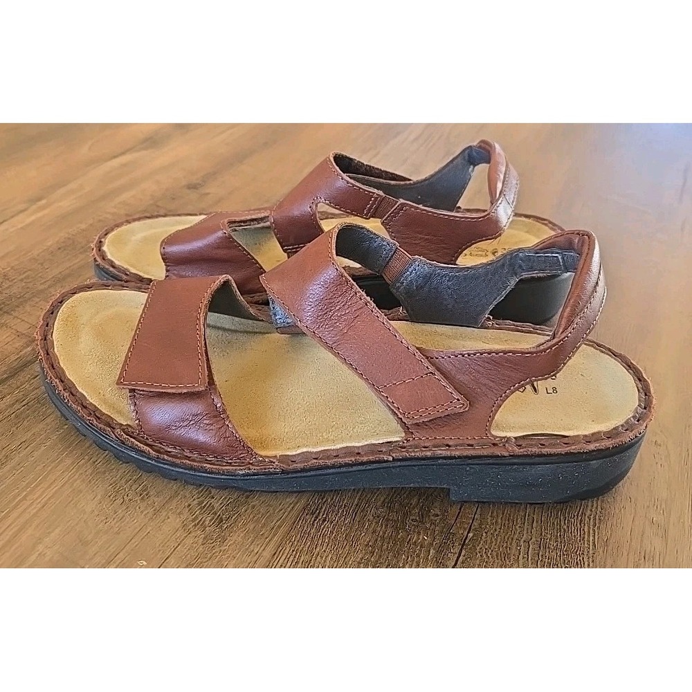 Naot Enid Sandals Open Toe Ankle Strap Brown Leather Womens EUR 39/US 8- 8.5